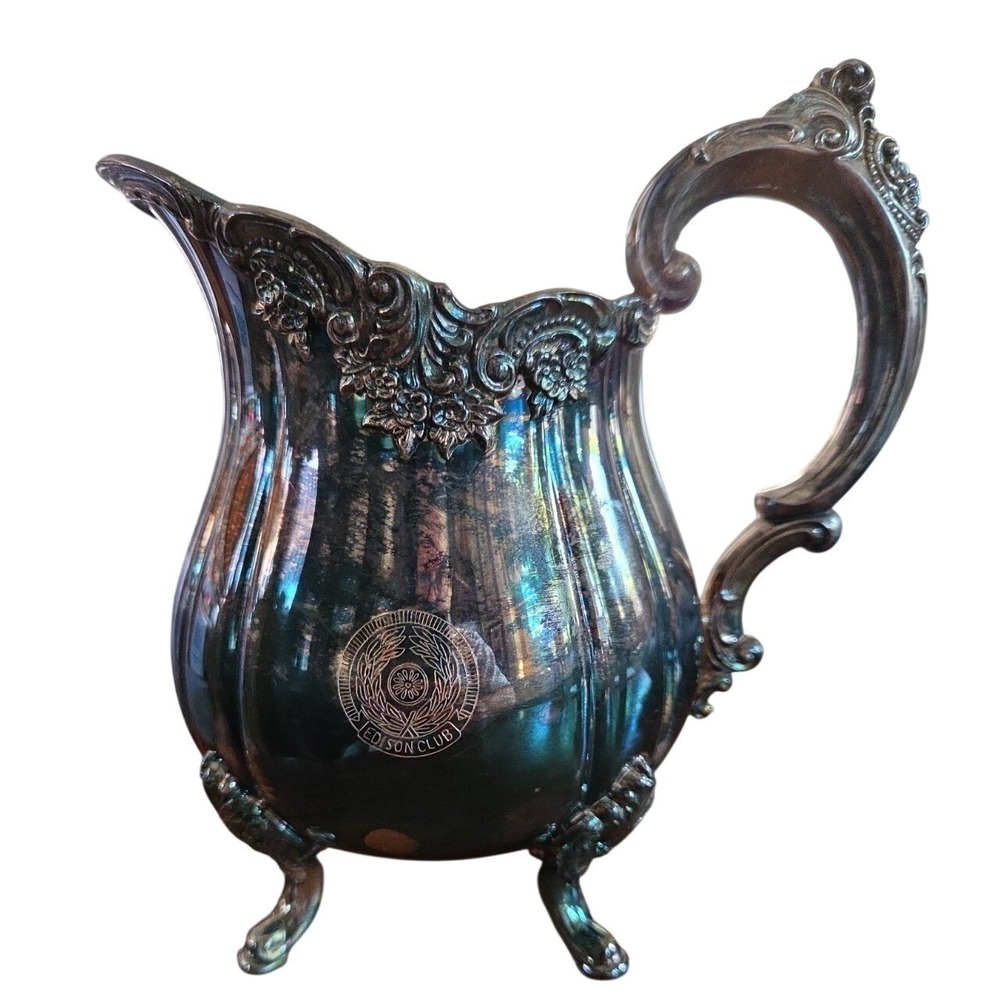 Baroque By Wallace Silver Plated Footed Water Pitcher Edison Club USA Vintage